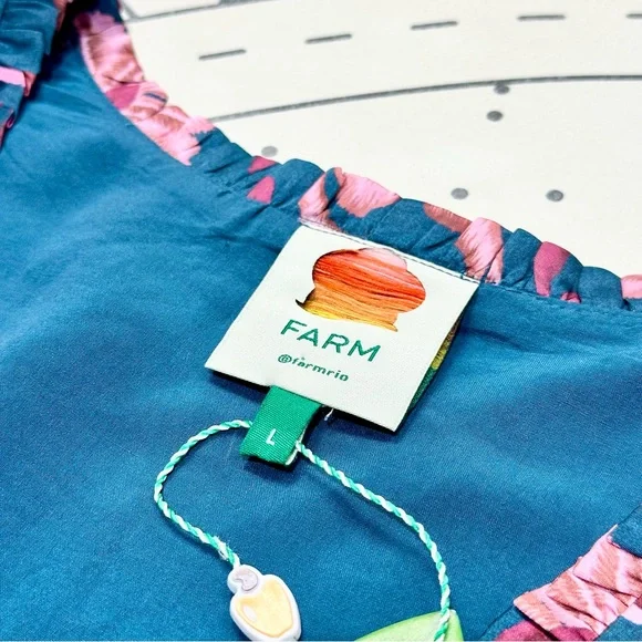 Farm Rio Teal Seashell Tapestry Lenzing™ Ecovero™ Viscose Mini Dress - Picture 10 of 10